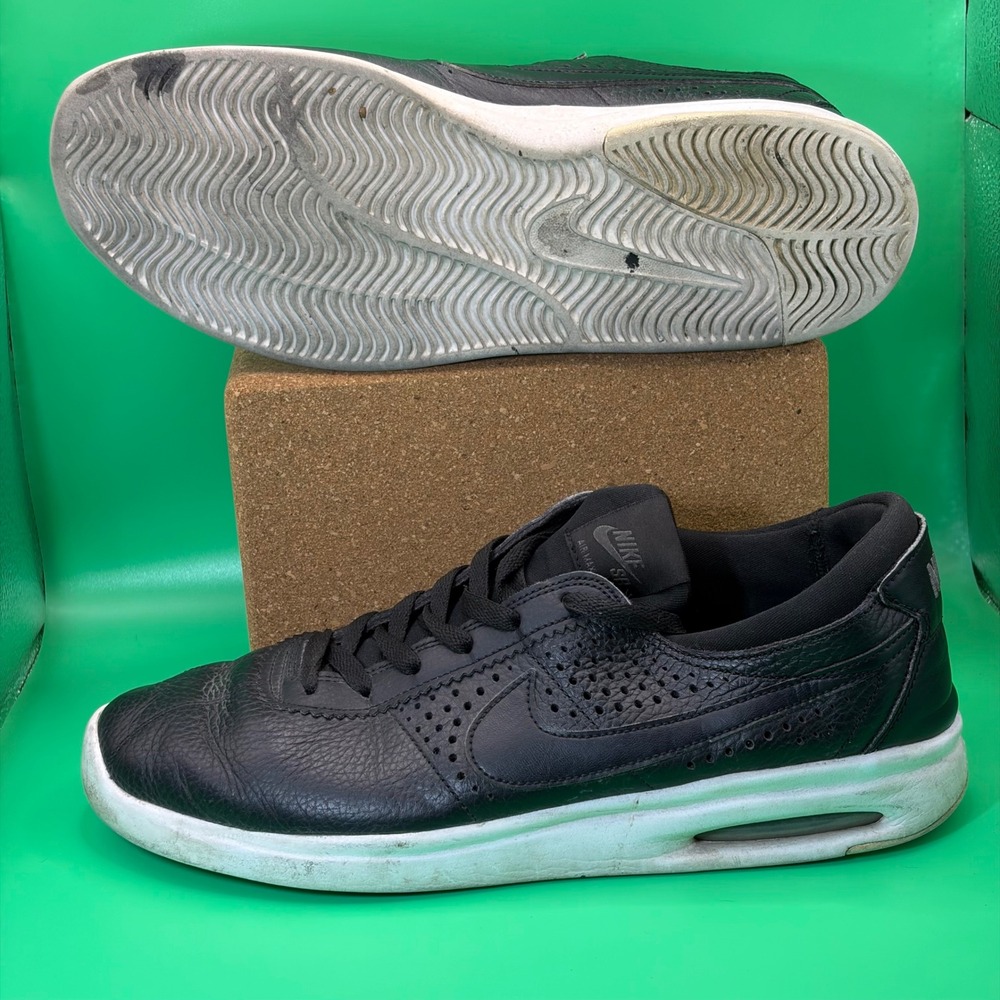 Nike SB Air Max Bruin Vapor‎ Mens 10.5 Black Leather Skateboard Shoes 923111-001